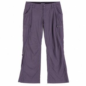 LL Bean Womens 12 Petite Hiking Pants Gray Roll Up Cargo Outdoor Ripstop Pants